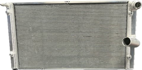 Radiator - 27.5 in W x 15 in H x 2.5 in D - Dual Pass - Passenger Side Inlet - Passenger Side Outlet - Aluminum - Natural - NASCAR Whelen Modified LFR Chassis - Each