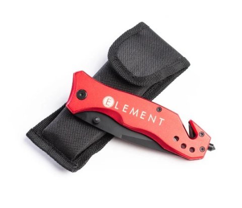 Vehicle Safety Knife - Blade / Glass Breaker / Seat Belt Cutter / Case Included - Aluminum - Red Anodized - Each thumbnail 1