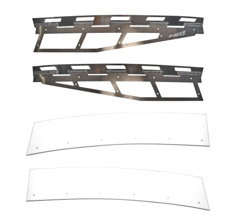 Spoiler - MD3 - 53.5 x 5 in - 70 Degrees - 2-Piece - Polycarbonate Spoiler - Natural Aluminum Brackets - IMCA Stock Car - Kit