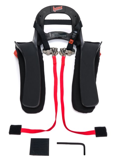 Head and Neck Support - Hans III - SFI 38.1 - Quick Click Tether - Helmet Anchor - Plastic - Black - Medium - Kit thumbnail 1