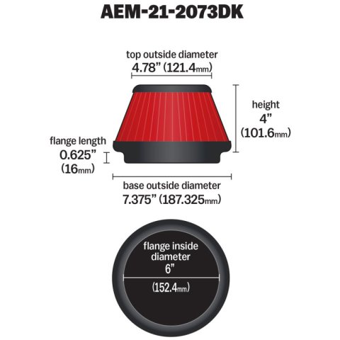 AEM 5 in x 5 in Dryflow Air Filter thumbnail 3