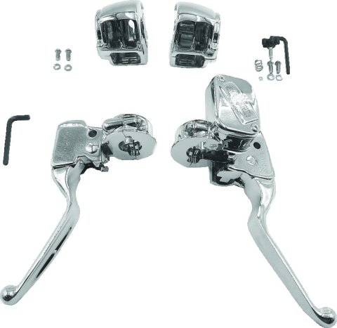 Bikers Choice 15-17 Softail Chrome Handlebar Control Kit 1/2 Inch Bore Single Disc thumbnail 1