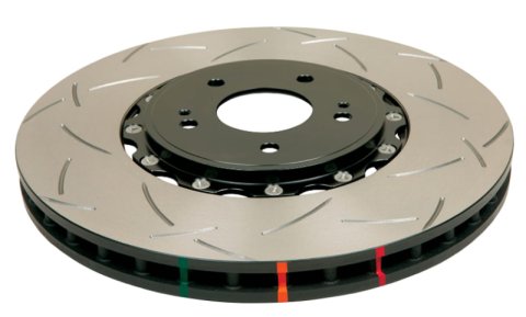 DBA 08-13 Chevrolet Camaro 6.2L 5000 Series Front Left 2 Piece Rotor Slotted & Drilled w/ Black Hat thumbnail 6