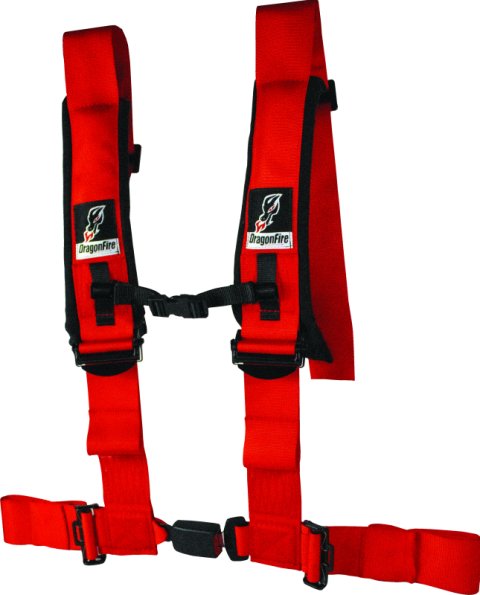 DragonFire Racing Harness- H-Style- 4-point- EZ-Adjust- 3in Buckle- Red thumbnail 2