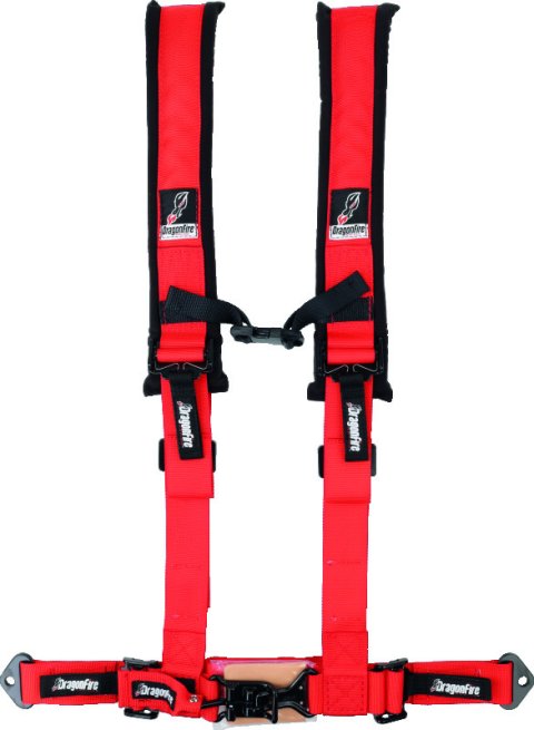DragonFire Racing Harness- H-Style- 4-Point- 2in Buckle- Red thumbnail 1