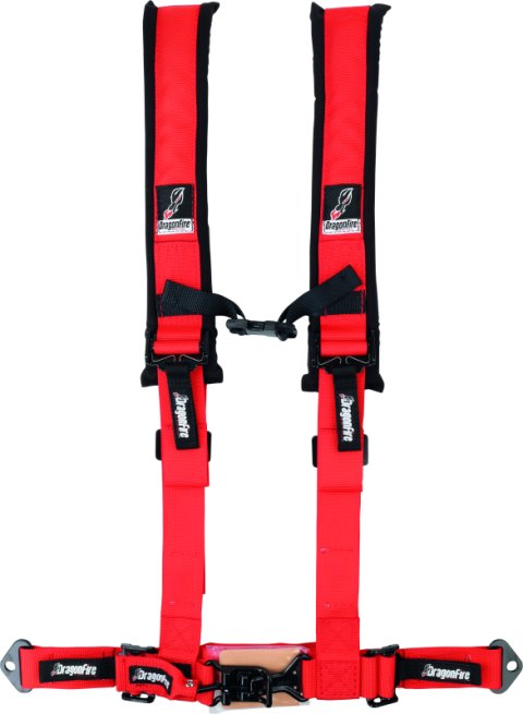 DragonFire Racing Harness- H-Style- 4-Point- 2in Buckle- Red thumbnail 3