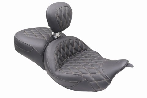 Mustang 08-25 Harley FL Touring Rd King Sp, Rd Glide Ltd, Dble Diamond ST Backrest - Black/T