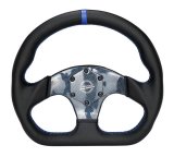NRG Carbon Fiber Steering Wheel (320mm) Blue CF Center w/Blue Stitch Blue Center Mark Flat Bottom thumbnail 5