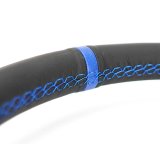 NRG Carbon Fiber Steering Wheel (320mm) Blue CF Center w/Blue Stitch Blue Center Mark Flat Bottom thumbnail 6