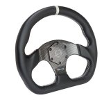 NRG Carbon Fiber Flat Bottom Steering Wheel (320mm) Silver CF Center w/Silver Stitch/Center Mark thumbnail 1