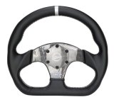 NRG Carbon Fiber Flat Bottom Steering Wheel (320mm) Silver CF Center w/Silver Stitch/Center Mark thumbnail 4