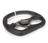 NRG Carbon Fiber Flat Bottom Steering Wheel (320mm) Silver CF Center w/Silver Stitch/Center Mark thumbnail 5