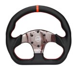 NRG Carbon Fiber Flat Bottom Steering Wheel (320mm) Red CF Center w/Red Stitch/Center Mark thumbnail 2