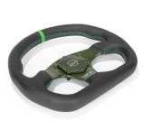 NRG Carbon Fiber Flat Bottom Steering Wheel (320mm) Green CF Center w/Green Stitch/Center Mark thumbnail 4