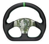 NRG Carbon Fiber Flat Bottom Steering Wheel (320mm) Green CF Center w/Green Stitch/Center Mark thumbnail 5