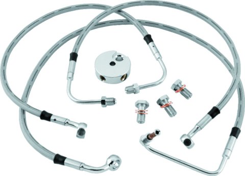 Twin Power 08-13 FLHR FLHT FLT Non ABS Models Stainless Steel Dot Brake Line Kit Front +6 In Length thumbnail 1