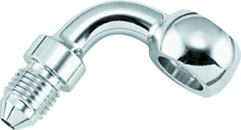 Twin Power Stainless Brake Fitting 3/8 Inch X AN3 90 Degree Banjo Adaptor