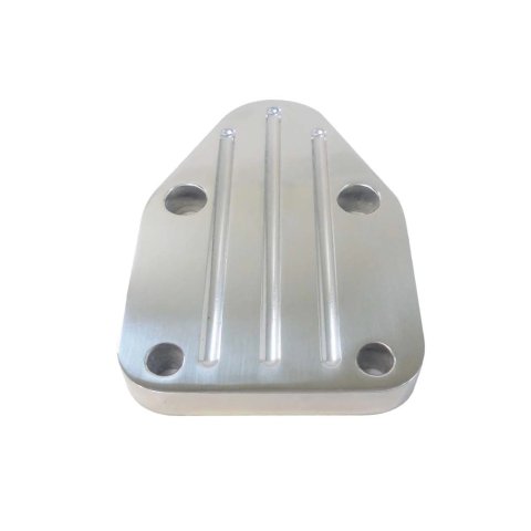 Fuel Pump Blockoff - Aluminum - Ball Milled - Small Block Chevy - Each