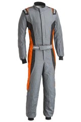 Driving Suit - Victory Pro - 1-Piece - SFI 3.2A/5 - FIA Approved - Single Layer - Fire Retardant Fabric - Gray / Orange - X-Large/2X-Large - Each thumbnail 3