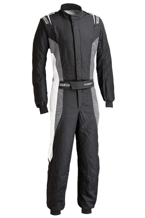 Driving Suit - Victory Pro - 1-Piece - SFI 3.2A/5 - FIA Approved - Single Layer - Fire Retardant Fabric - Black / Gray - Medium/Large - Each thumbnail 3
