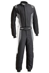 Driving Suit - Victory Pro - 1-Piece - SFI 3.2A/5 - FIA Approved - Single Layer - Fire Retardant Fabric - Black / Gray - 2X-Large/3X-Large - Each thumbnail 3