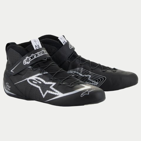 Driving Shoe - Tech-1 Z V3 - Mid-Top - FIA Approved - Leather Outer - Aramid Inner - Black / Silver - Side 8 - Pair