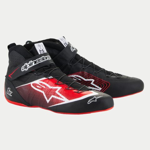 Driving Shoe - Tech-1 Z V3 - Mid-Top - FIA Approved - Leather Outer - Aramid Inner - Black / Red - Side 8.5 - Pair