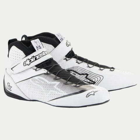 Driving Shoe - Tech-1 Z V3 - Mid-Top - FIA Approved - Leather Outer - Aramid Inner - White / Black - Side 11 - Pair