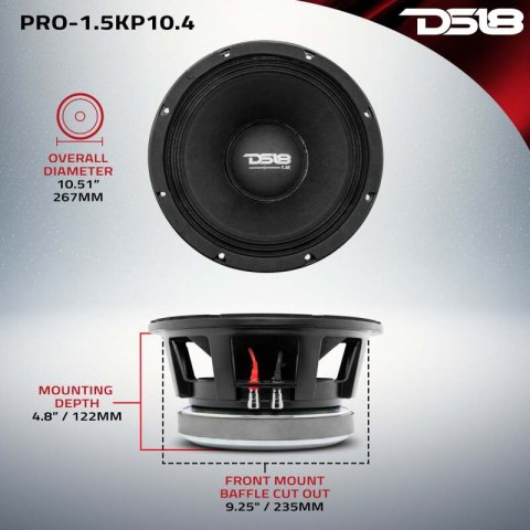 DS18 10in 1000 Watts RMS 4 ohm Mid-Bass Loudspeaker thumbnail 6
