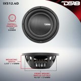 DS18 12in 800 Watts RMS 4 ohm DVC Shallow Mount Fiber Glass Subwoofer IXS Series thumbnail 5