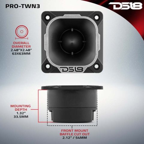 DS18 2.5in High Compression Neodymium Tweeter 125 Watts RMS 1in Pen Vc 4 ohm thumbnail 2