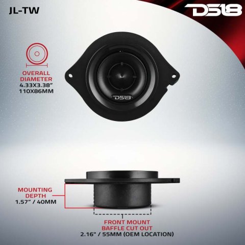DS18 2.7in Oem Replacement Dash Tweeter Neodymium 100 Watts RMS 1in Kapton Vc 4 ohm 2018 And Up thumbnail 1
