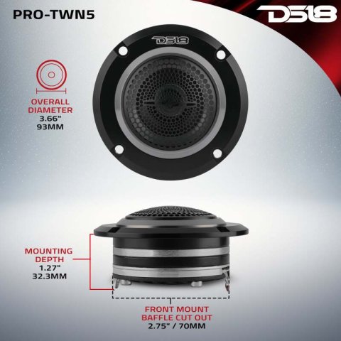 DS18 3.6in High Compression Neodymium Hybrid Driver/Tweeter 200 Watts RMS 1.5 in Pen Vc 4 ohm thumbnail 2