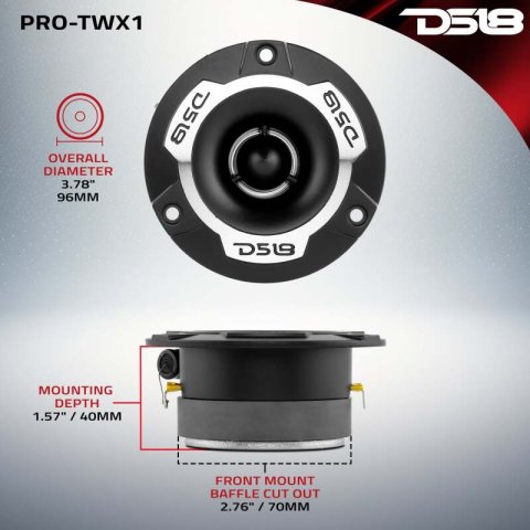 DS18 3.8in Super Bullet Tweeter 120 Watts RMS 1in Aluminum Vc 4 ohm Silver thumbnail 5