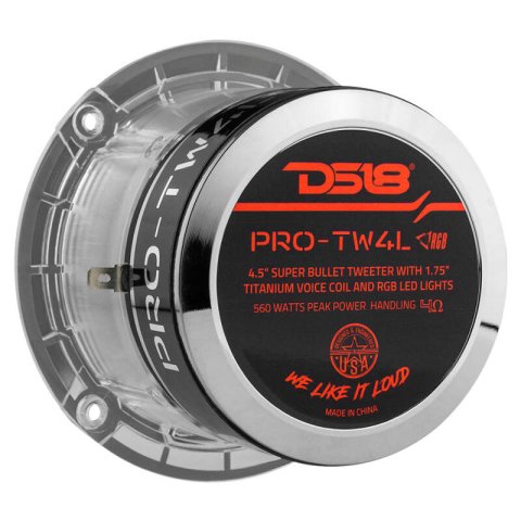 DS18 4.5in Super Bullet Tweeter 280 Watts RMS 1.75in Titanium Vc 4 ohm RGB LED Lights thumbnail 6