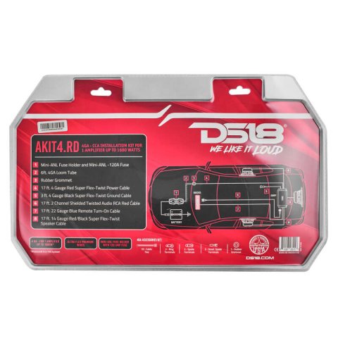 DS18 4-GA Amplifier Install Kit Advance- Red thumbnail 1