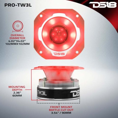 DS18 4in Super Bullet Tweeter 250 Watts RMS 1.5in Titanium Vc 4 ohm RGB LED Lights thumbnail 3