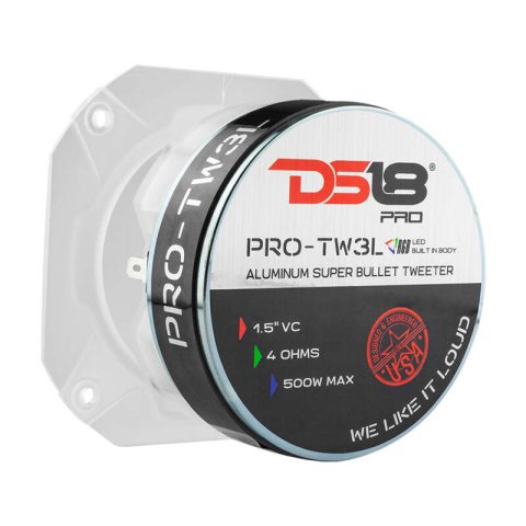 DS18 4in Super Bullet Tweeter 250 Watts RMS 1.5in Titanium Vc 4 ohm RGB LED Lights thumbnail 4