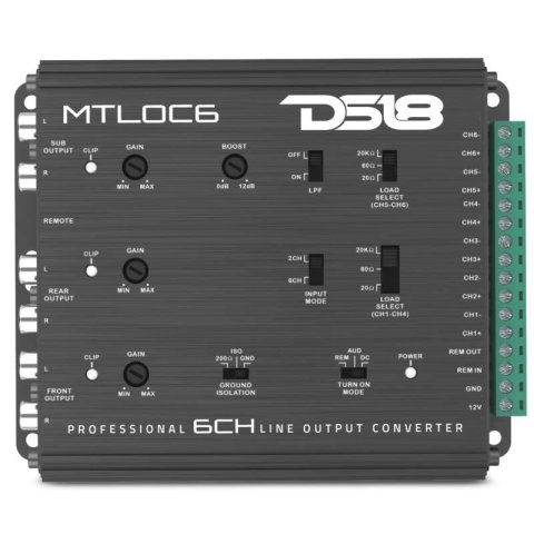 DS18 6-Chnl Speaker Emulator Remote Out Level Matching Controls LED Clip Indicator Hi/Low Converters thumbnail 4