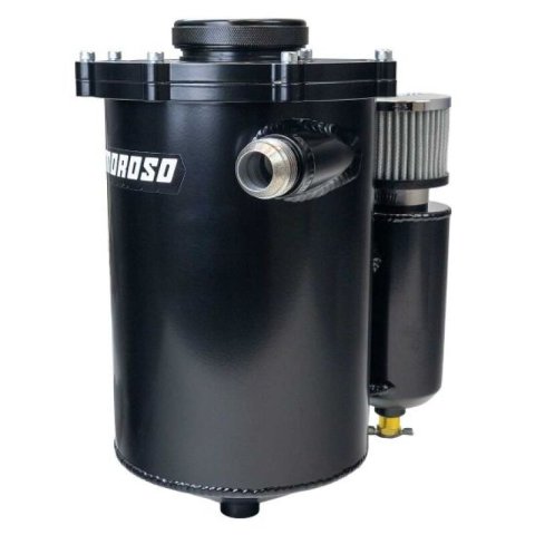 Moroso 2 Piece 13in Tall 7in Dia 5.5 Quart Dry Sump Tank - Black