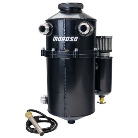 Moroso 2 Piece 16.5in Tall 60/40 Split Dual Inlet 7.5qt Dry Sump Tank - Black