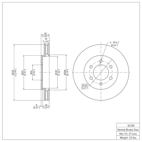 DFC 02-06 Ford Expedition Front Brake Rotor thumbnail 2