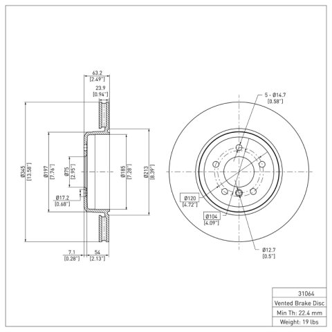 DFC 04-10 BMW 550i Rear Brake Rotor thumbnail 2
