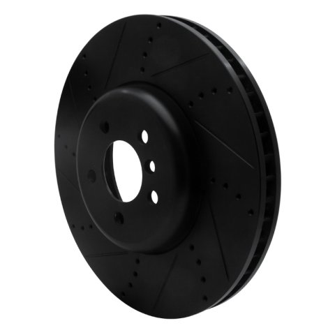 R1 2009-2017 BMW 550I GT xDrive Left Front Drilled & Slotted Black Brake Rotor thumbnail 5