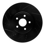 R1 2012-2025 Dodge Durango Front Left Drilled & Slotted Black Brake Rotor thumbnail 1