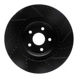R1 2012-2025 Dodge Durango Front Left Drilled & Slotted Black Brake Rotor thumbnail 2
