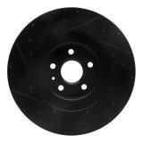 R1 2009-2015 Cadillac CTS Front Right Drilled & Slotted Black Brake Rotor thumbnail 2