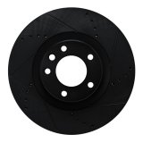 R1 2011-2018 Porsche Cayenne Left Front Drilled & Slotted Black Brake Rotor thumbnail 1