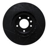 R1 2011-2018 Porsche Cayenne Left Front Drilled & Slotted Black Brake Rotor thumbnail 2