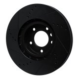 R1 2011-2018 Porsche Cayenne Left Front Drilled & Slotted Black Brake Rotor thumbnail 3